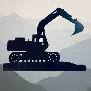24x19 Heavy Metal Handcrafted Excavator Bulldozer Construction Boys Wall Decor